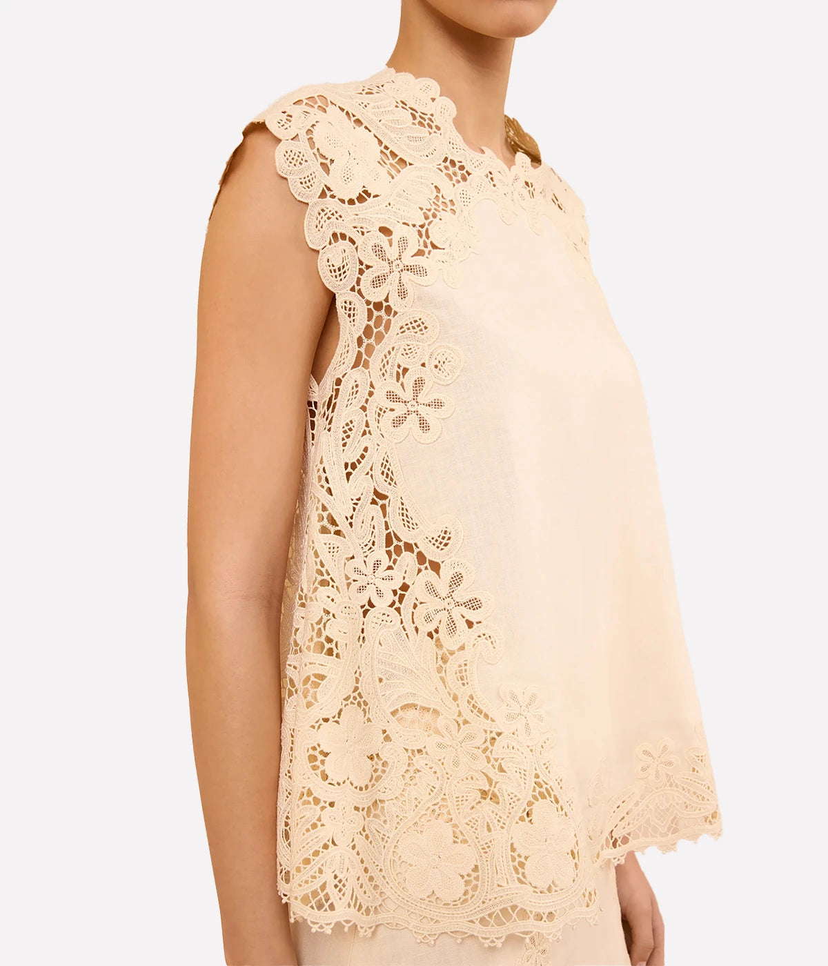 Amelie Linen Top In Ivory