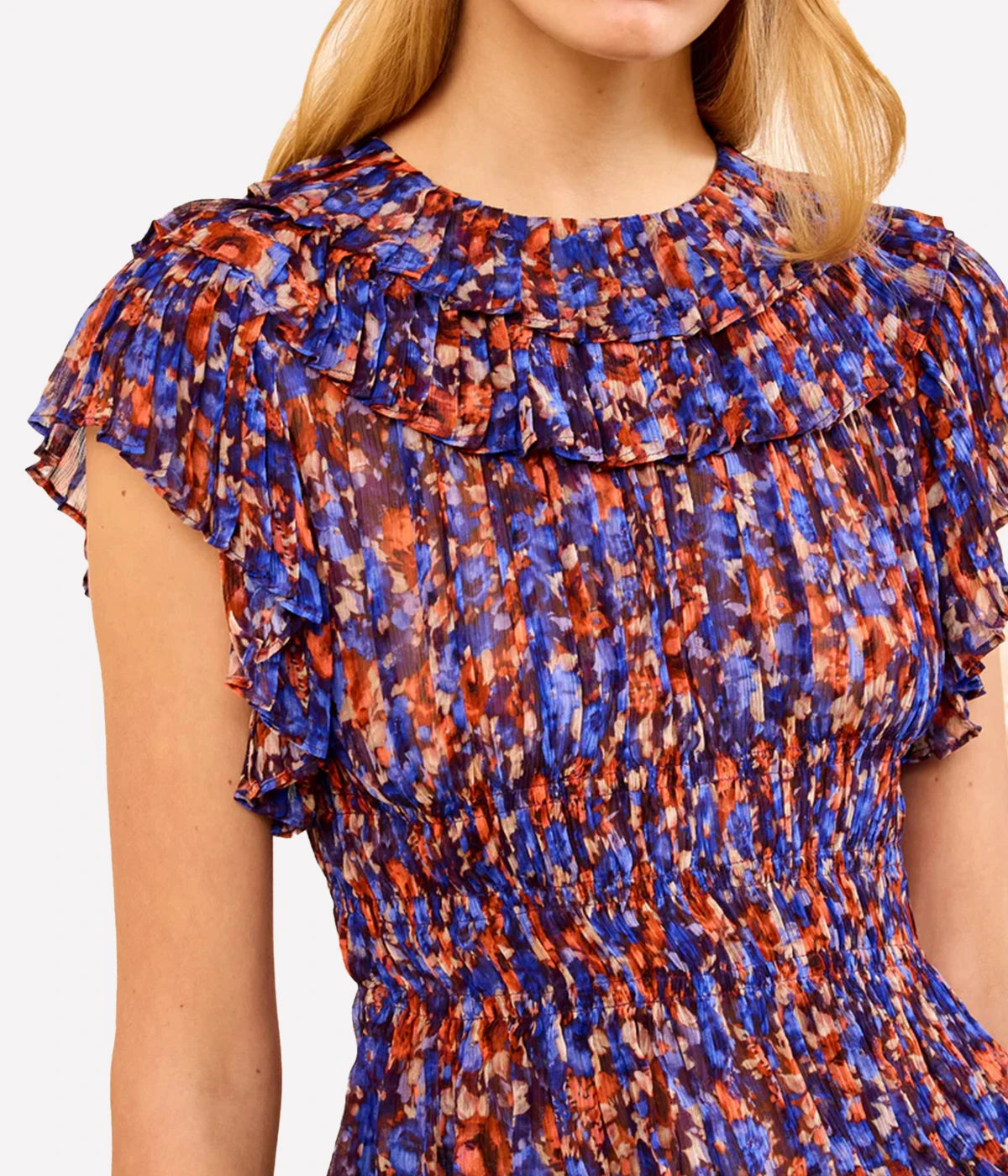 Athene Short Sleeve Silk Top In Violet