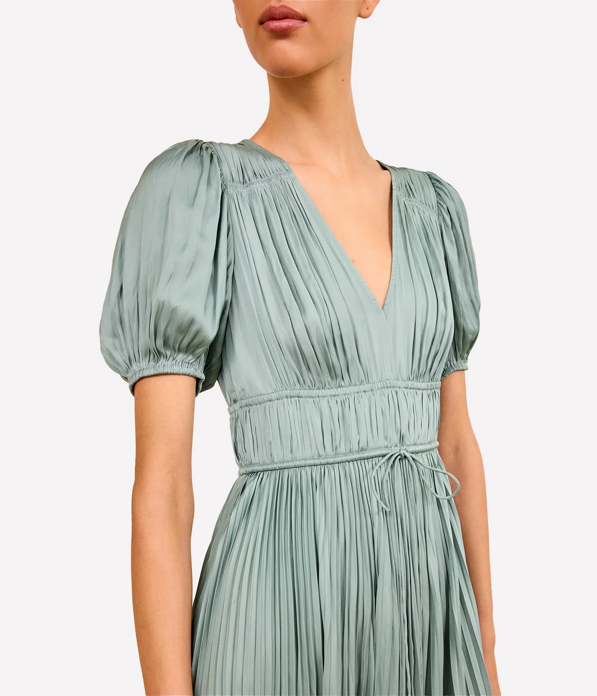 Audra Puff Sleeve Dress in Sea Glass