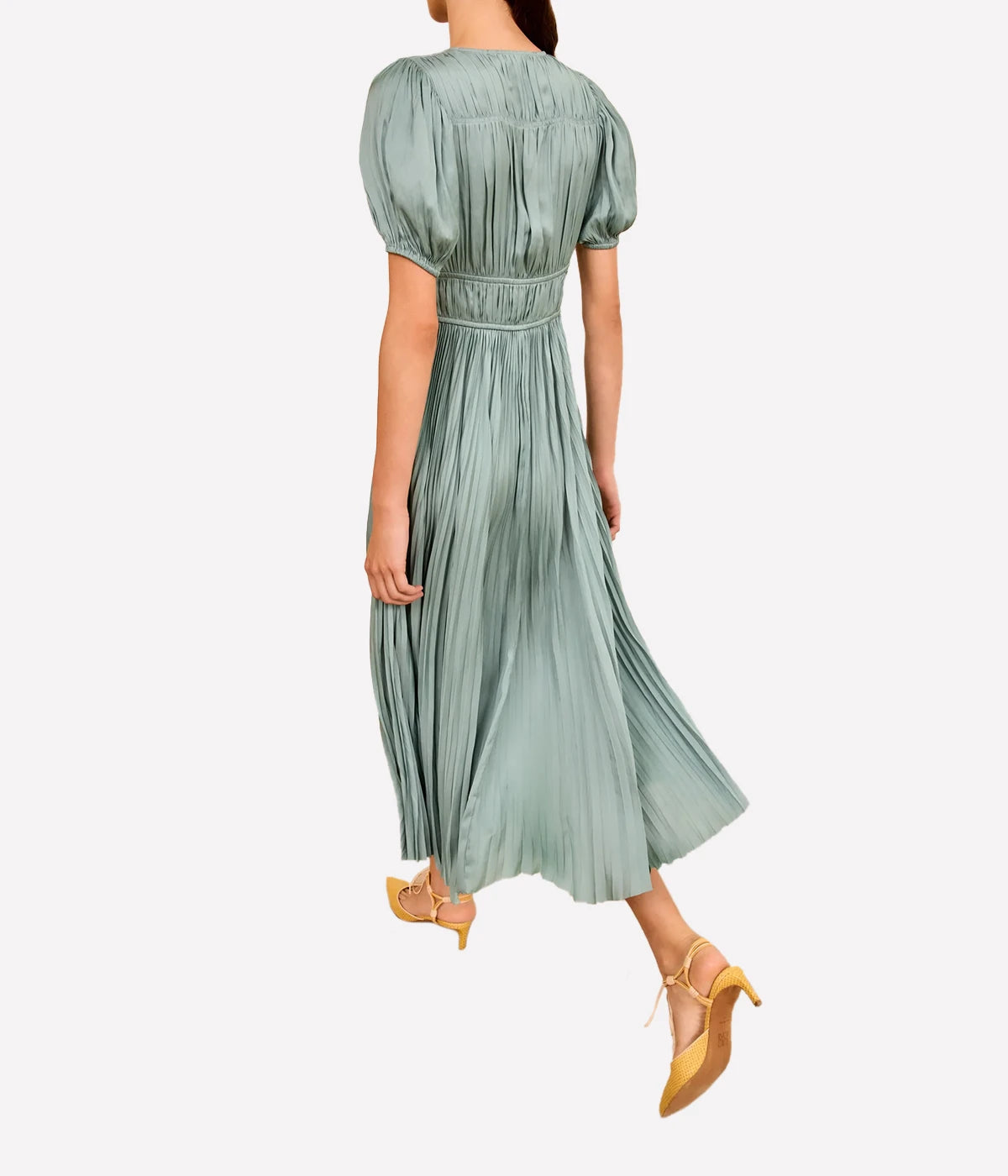 Audra Puff Sleeve Dress in Sea Glass