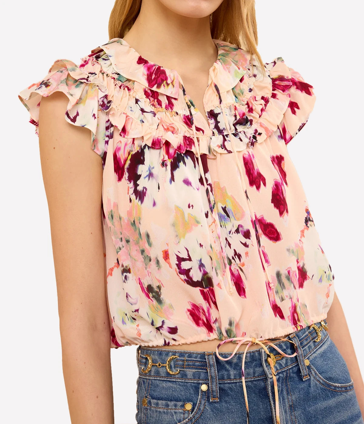 Eleonore Silk Top In Summer Garden