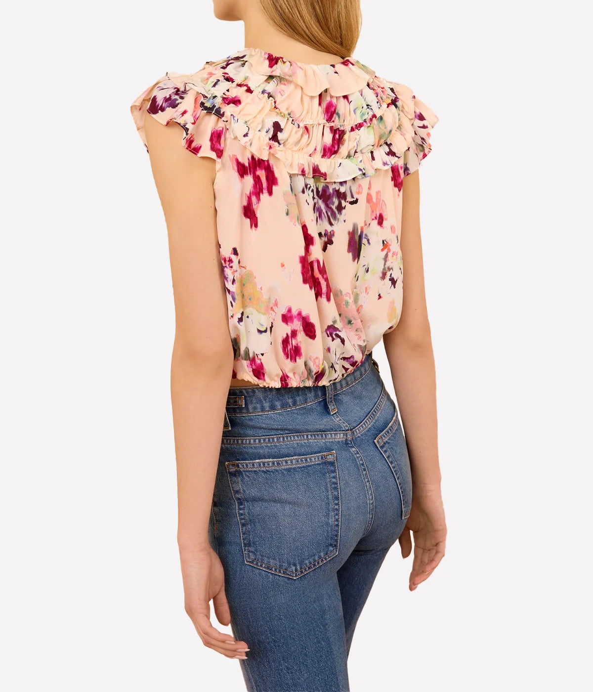 Eleonore Silk Top In Summer Garden