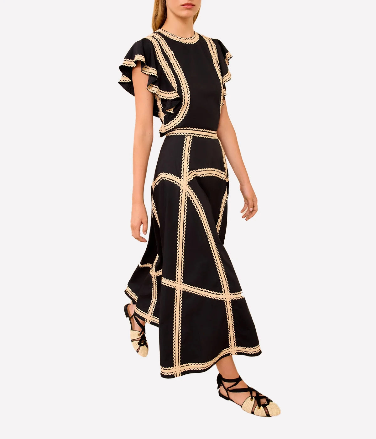 Norah A-Line Midi Skirt in Noir