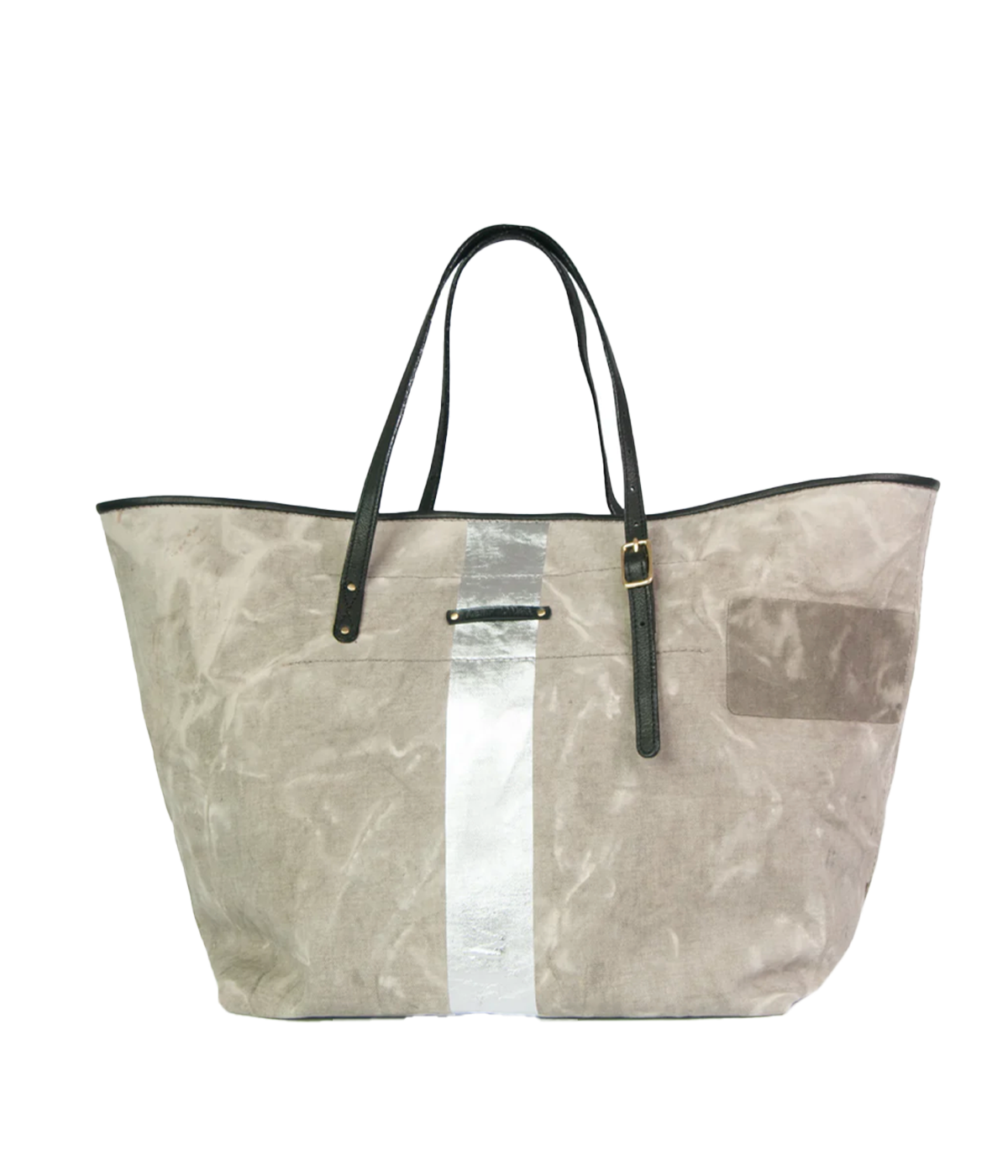 Postal Silver Stripe Urban Beach Tote in Mint Grey