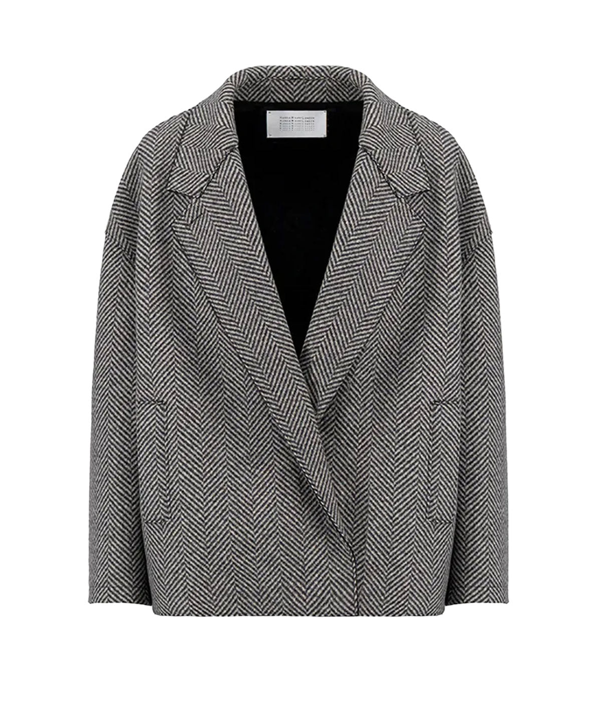 Oversized Boxy Cashmere Jacket in Black & White