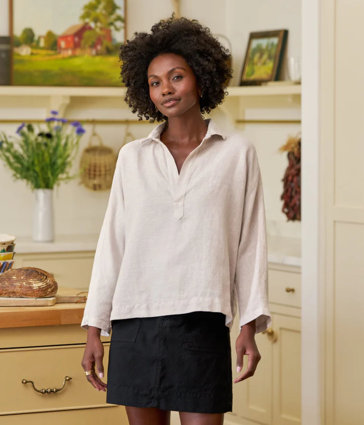 Gabi Popover Shirt in Sand