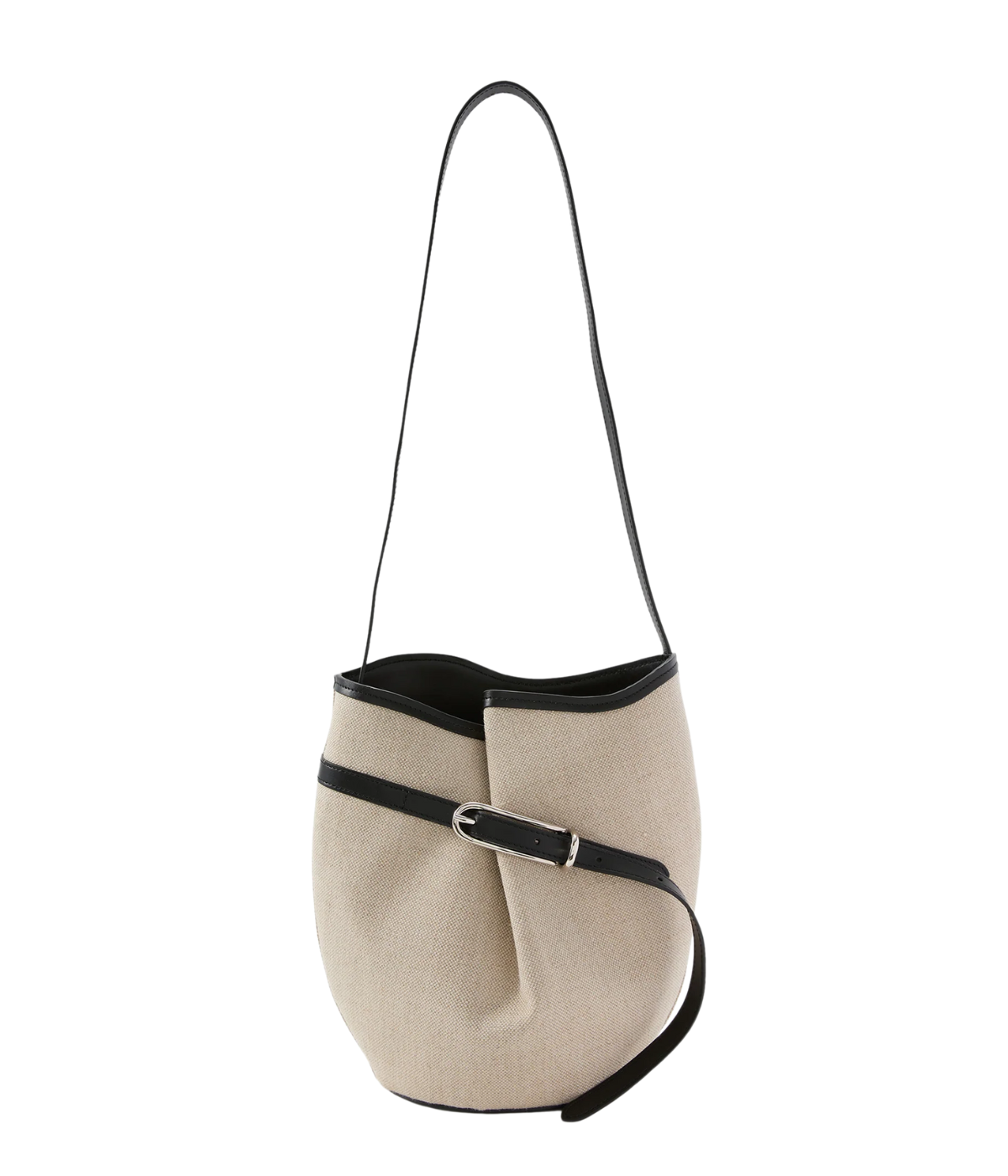 Small Belted Bucket Bag in natural black
