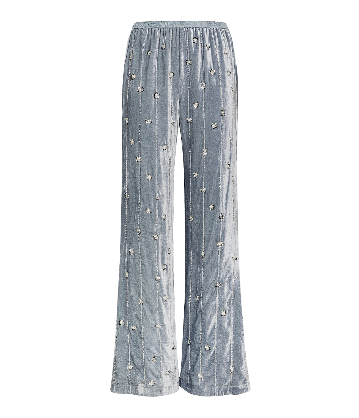 Petites Etoiles Embroidery Velvet Flare Pants in Plume