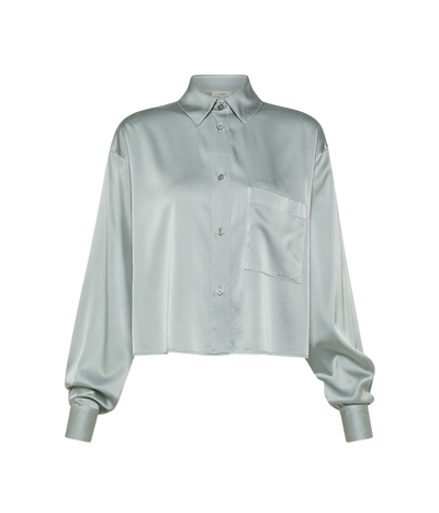 Stretch Silk Satin Shirt in PEARL