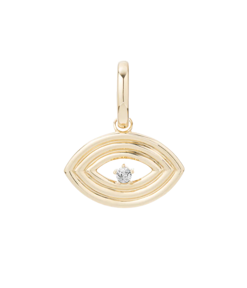 Groovy Diamond Evil Eye Charm 14K in Gold