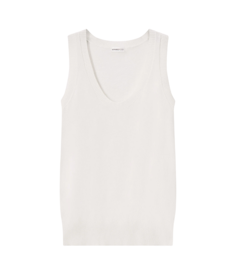 Cashmere Scoop Neck Tank In White