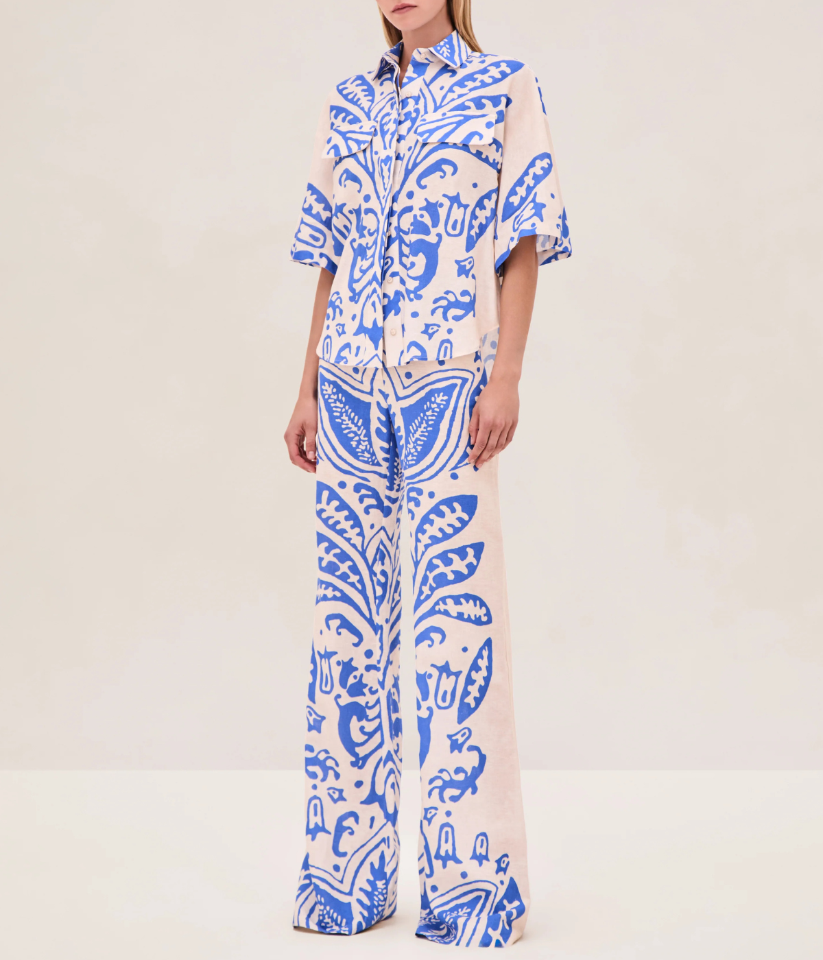 Davi Pant in Sapphire Palm