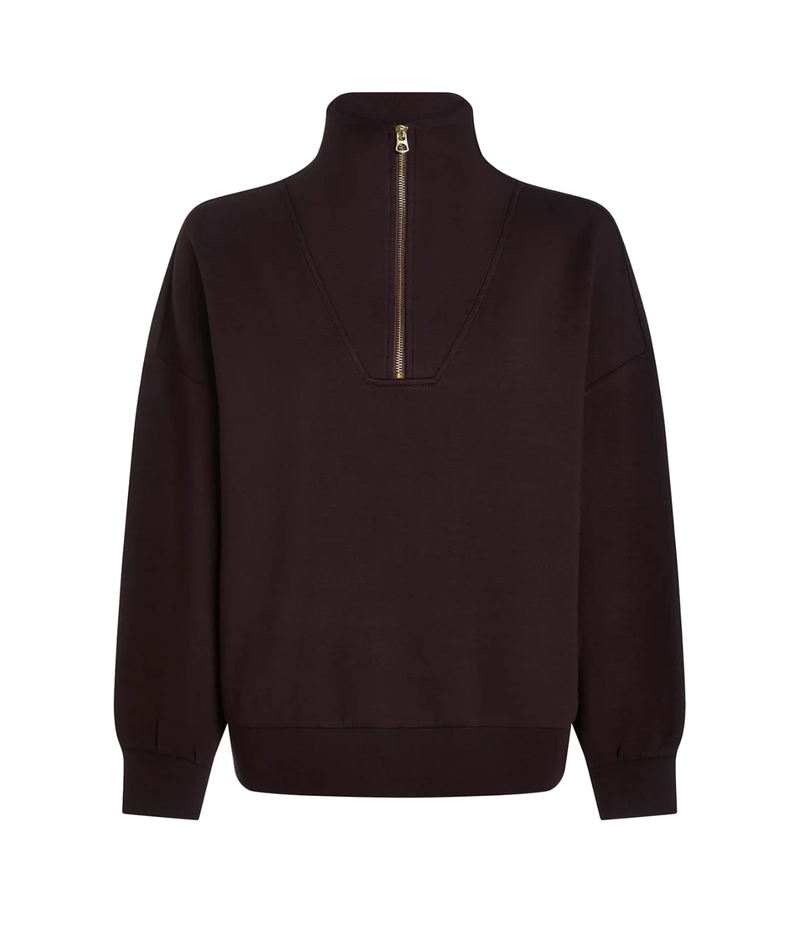 Hawley Half Zip Sweater IN Coffee Bean