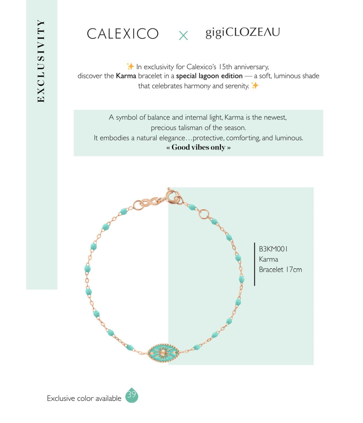 15th Anniversary Custom Karma Bracelet in Vert D'eau
