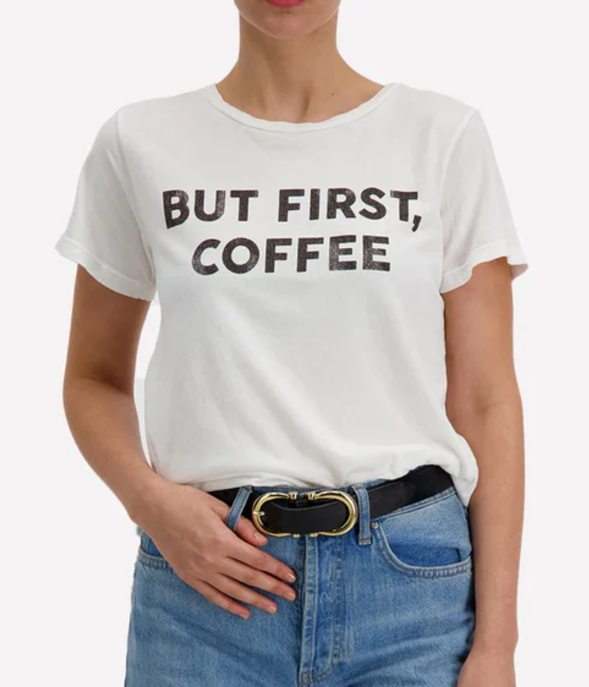 But First Coffee Tee in White