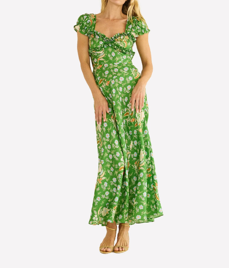 Valerine Dress In Emerald Hollyhock Hills