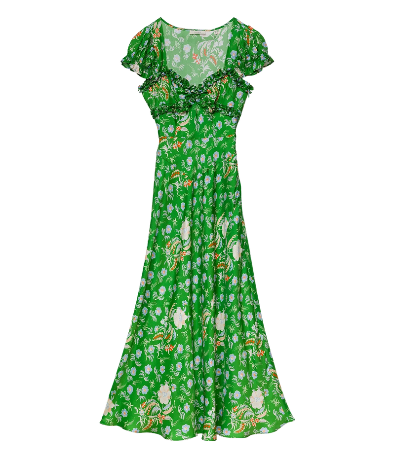 Valerine Dress In Emerald Hollyhock Hills