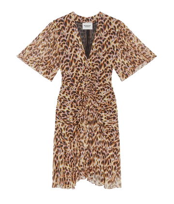 short sleeve chiffon animal print by Isabel marant. Deep V bra friendly dress.