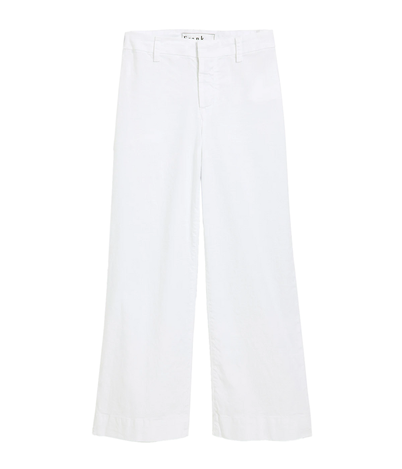 High-rise wide-leg trousers in Italian Performance Linen with a cropped clean hem and back patch pockets for a sleek and flattering look.