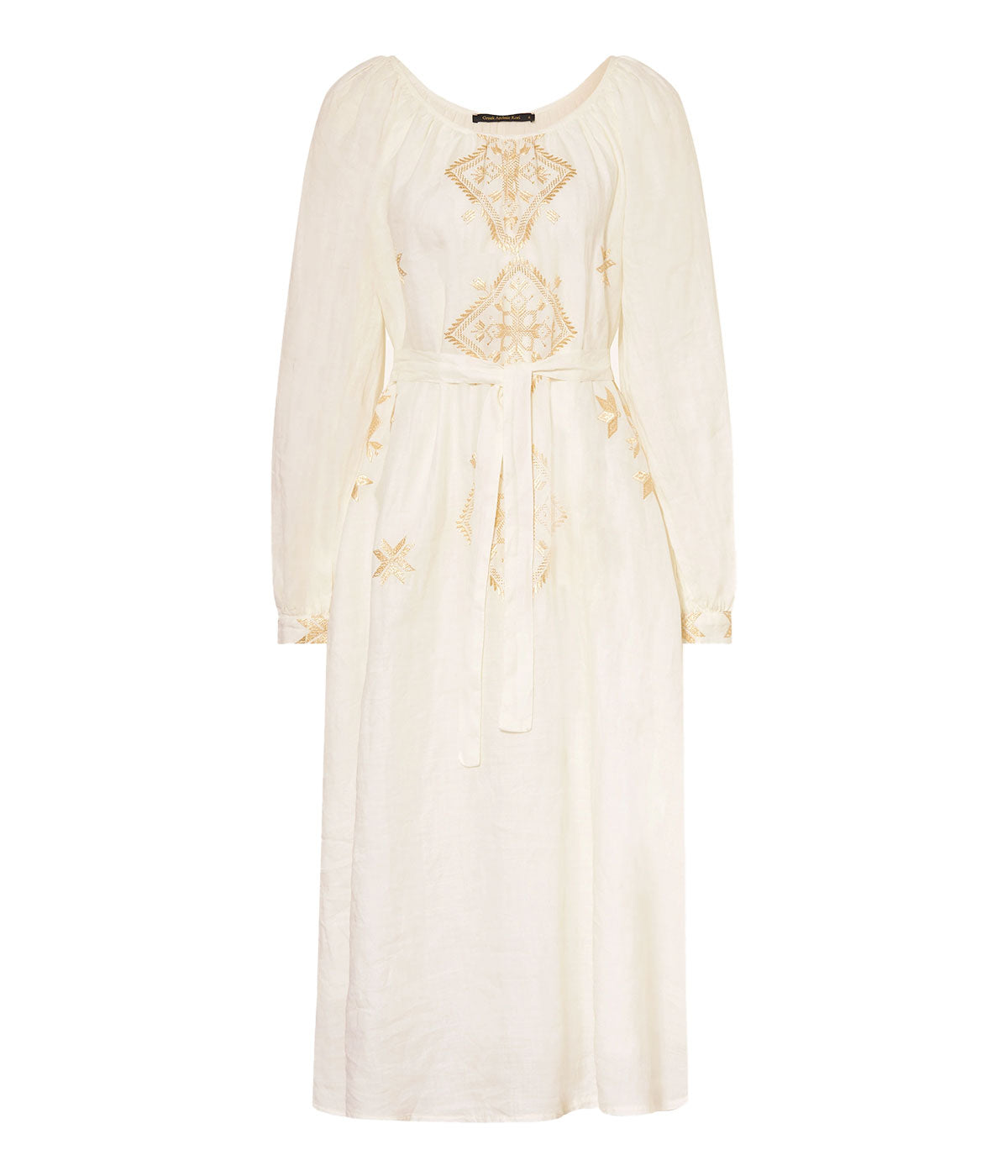Lefkada Long Sleeve Midi Dress in Natural Champagne
