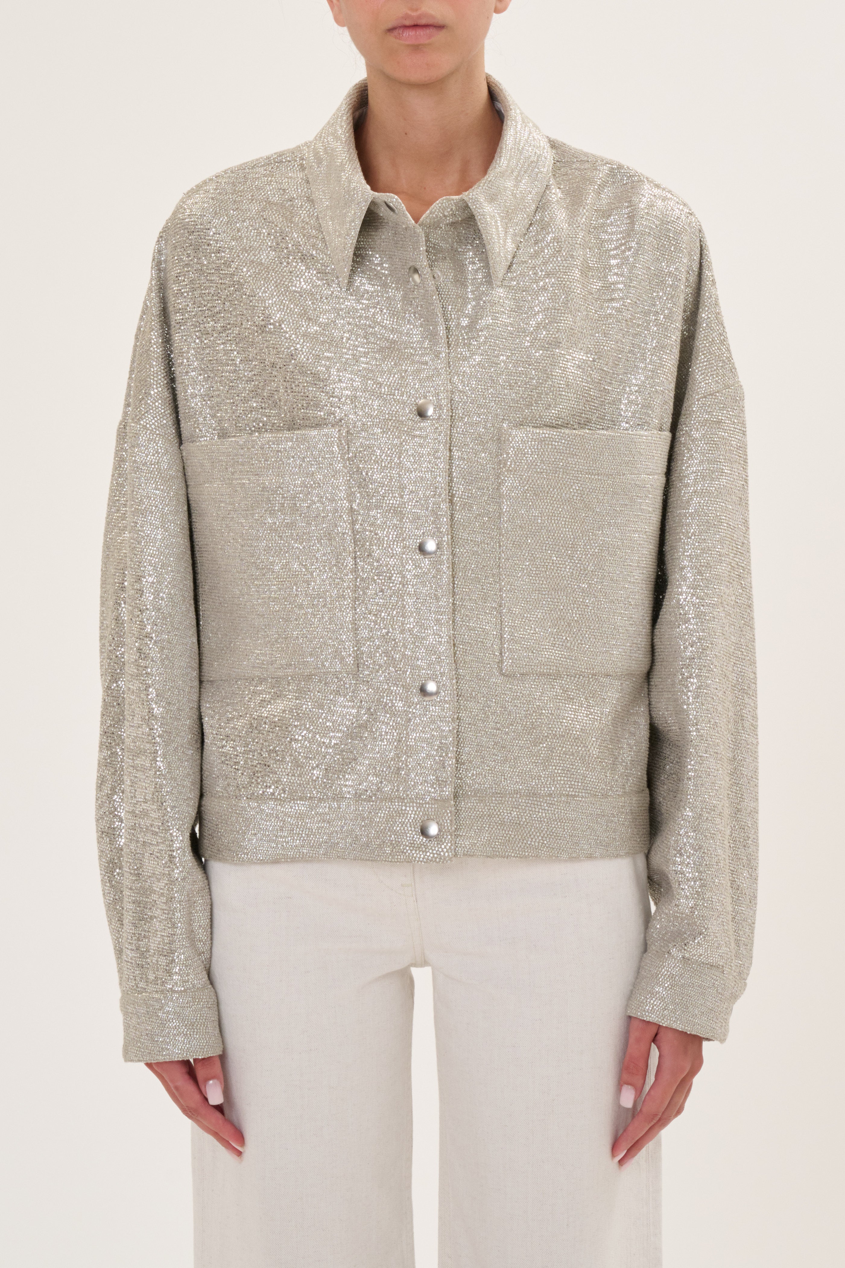 Suzel Jacket in Taupe & Silver