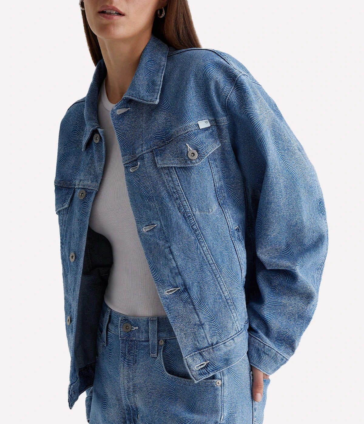 Ramie Oversized Denim Jacket in Siren