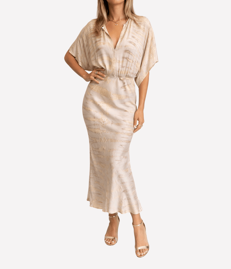 Kimono Dress in Khaki Bamboo