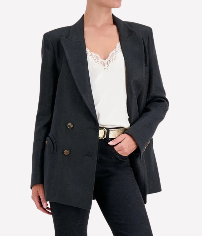 Clarity Everynight Blazer in Black Linen