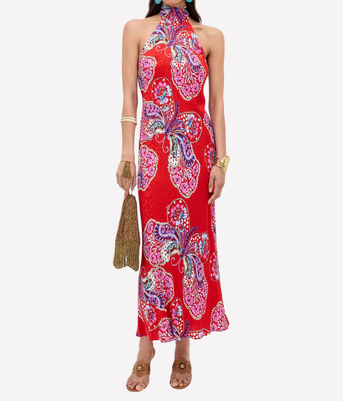 Maura Dress In Butterfly Bloom Jacquard Red