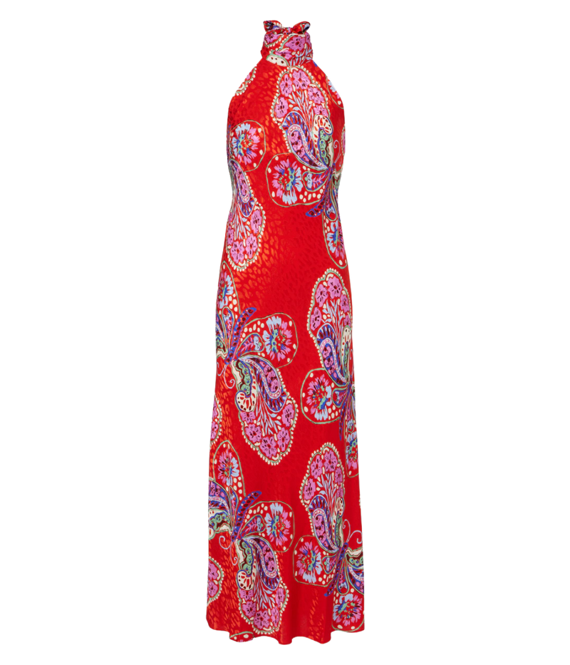 Maura Dress In Butterfly Bloom Jacquard Red