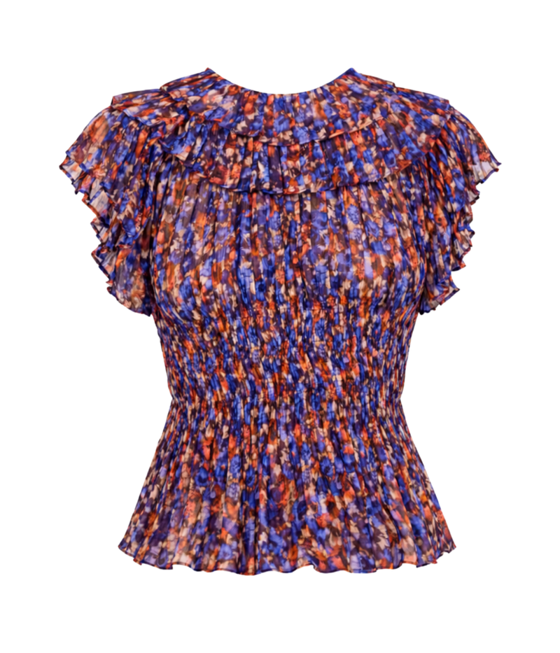 Athene Short Sleeve Silk Top In Violet