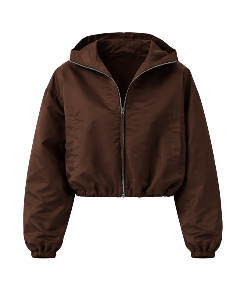 Cropped Windbreaker In Brown