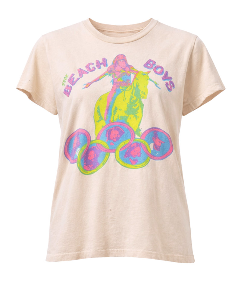Beach Boys Crew Tee in Pink Tea Stained