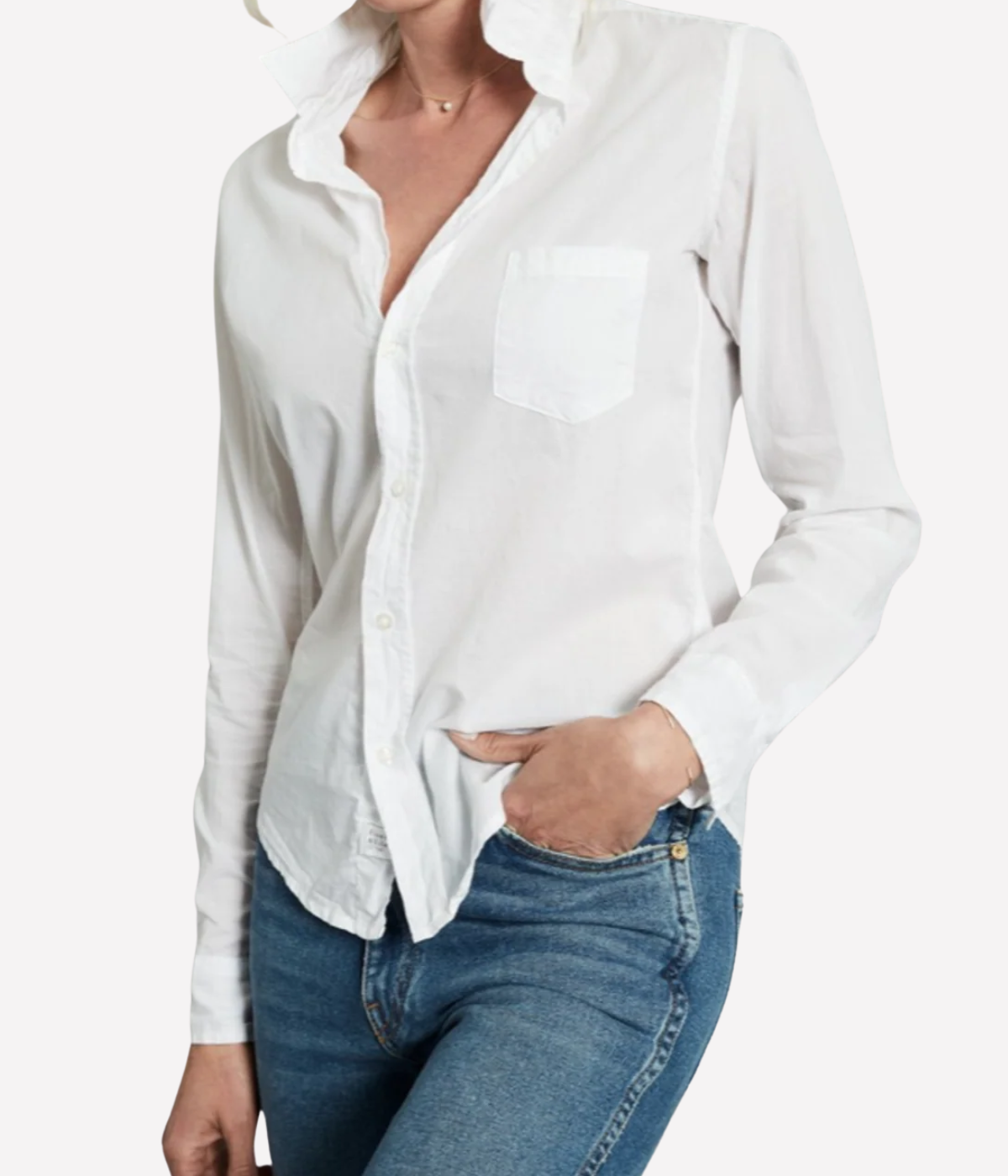 Eileen Light Cotton Poplin Shirt in White