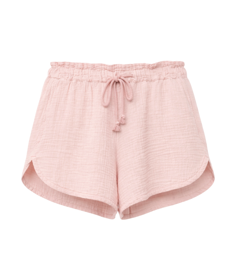 Xirena Starla Short in Pink Dawn, product view featuring the elasticated drawstring waist