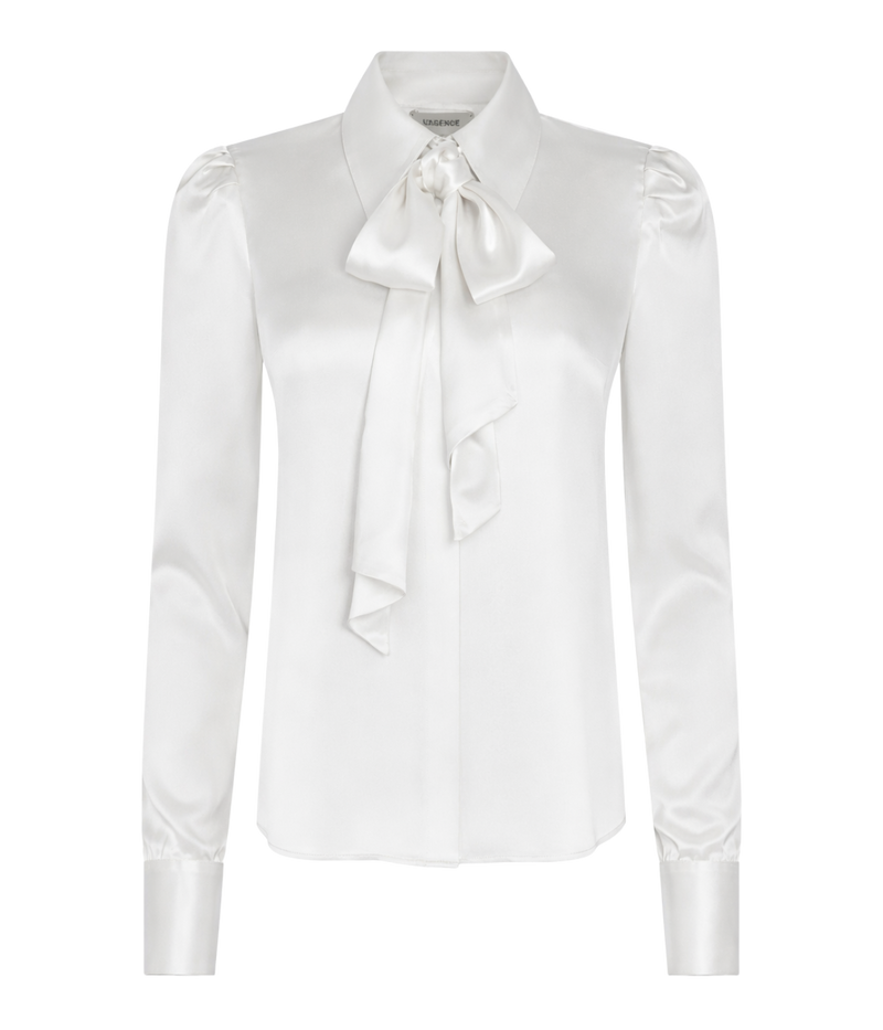 Honey Tie Neck Blouse In Ivory