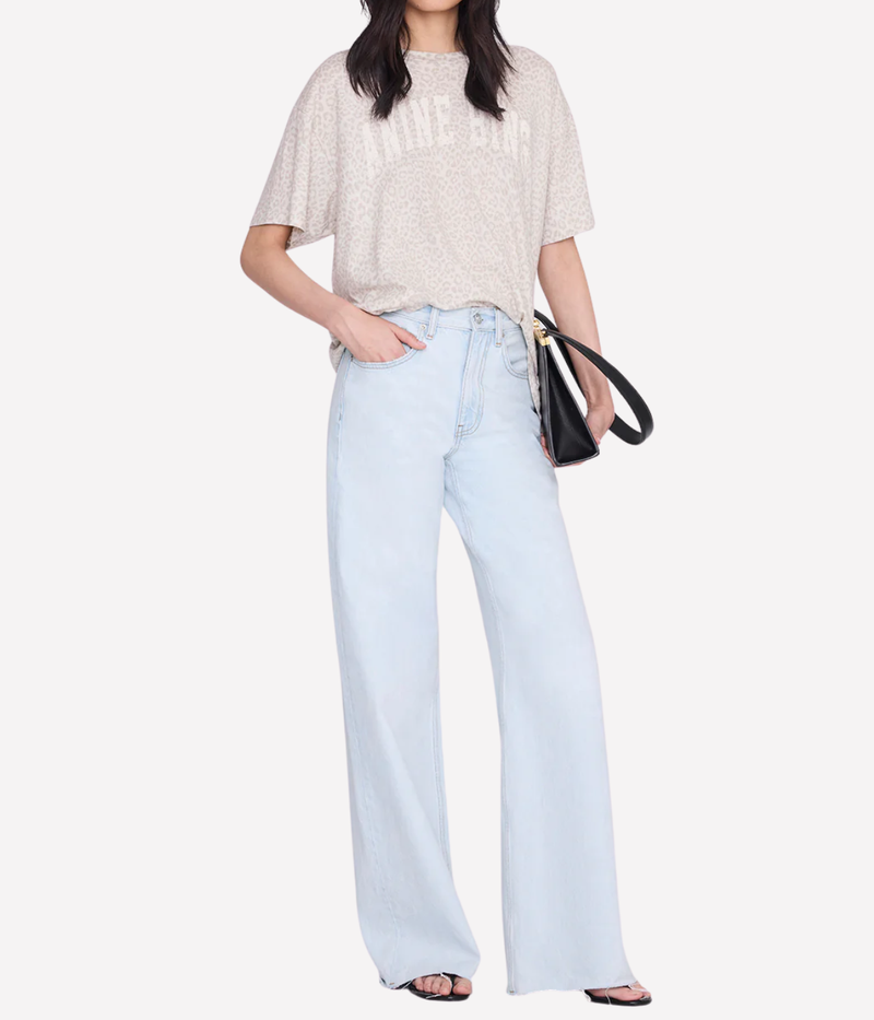 Cade Tee in Washed White Leopard