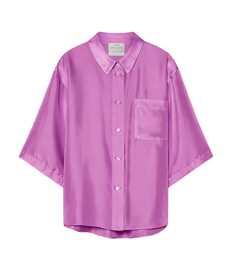 Habotai Silk Half Sleeves Shirt in burlesque