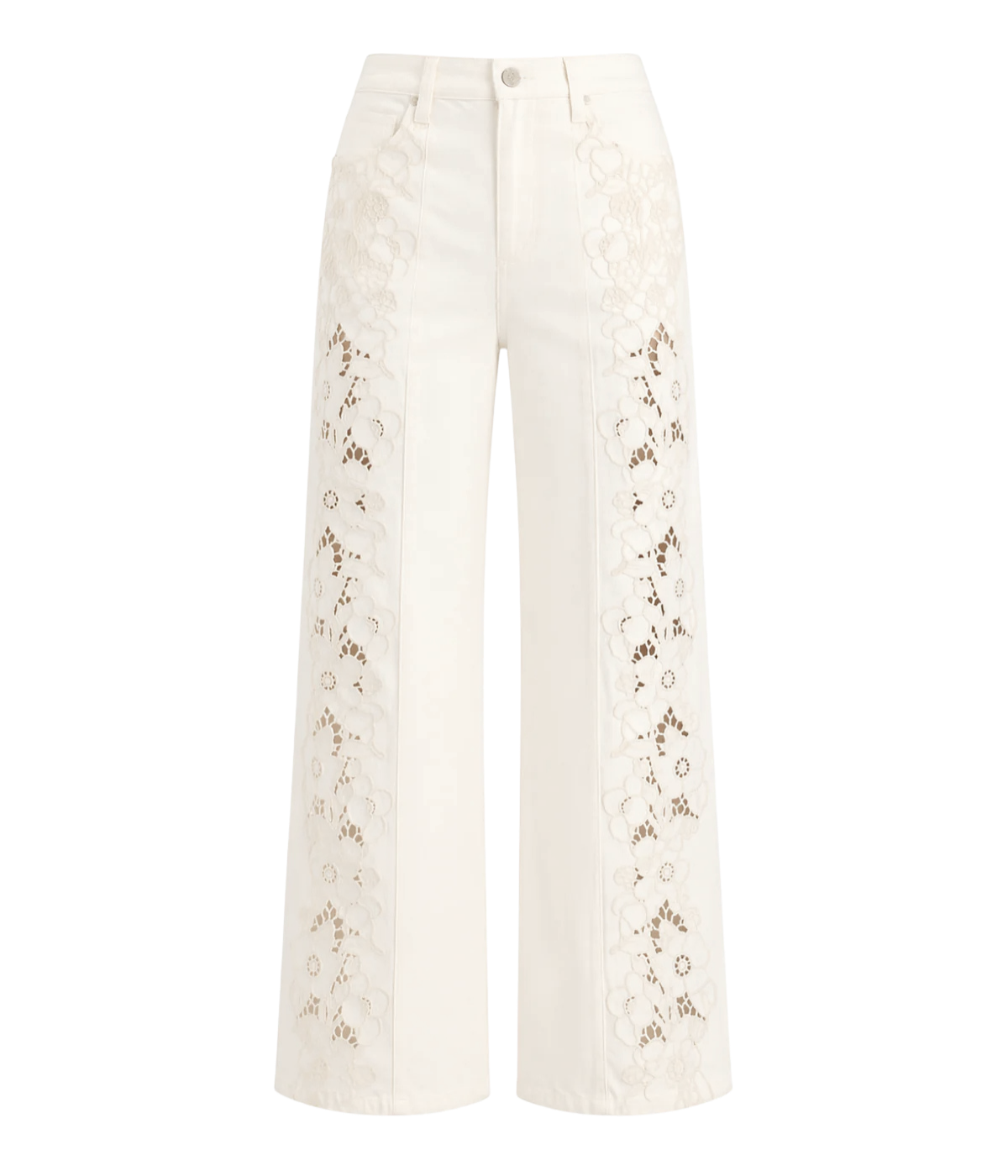 Sawyer Wide Leg Pant in Tonal Ecru Embroidery