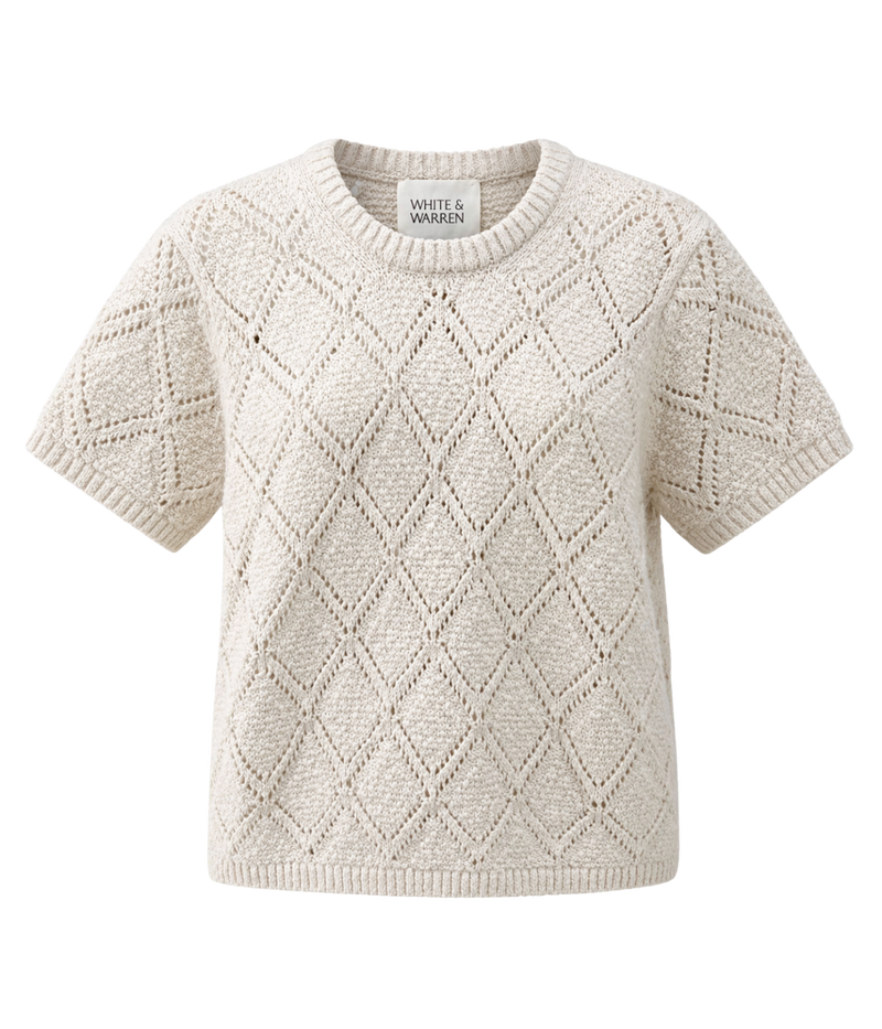 Cotton Pointelle Top in Ivory