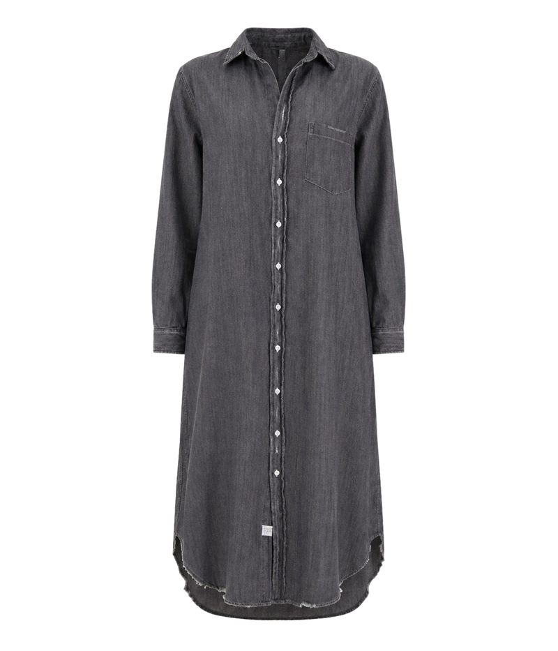 Rory Woven Maxi Dress in Washed Black Denim