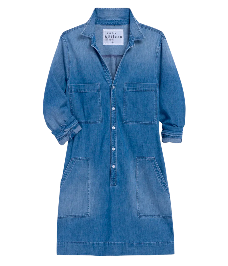 Southern Casual Dress in Washed Blue