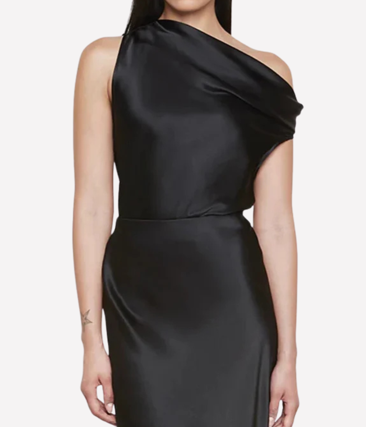 Satin Bias Off Shoulder in BLACK