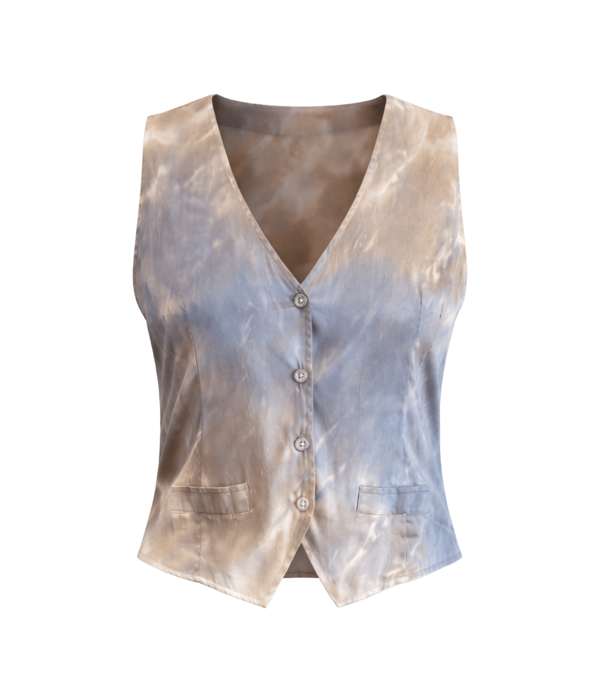 Silk Vest in Sand Dye Moon Grey