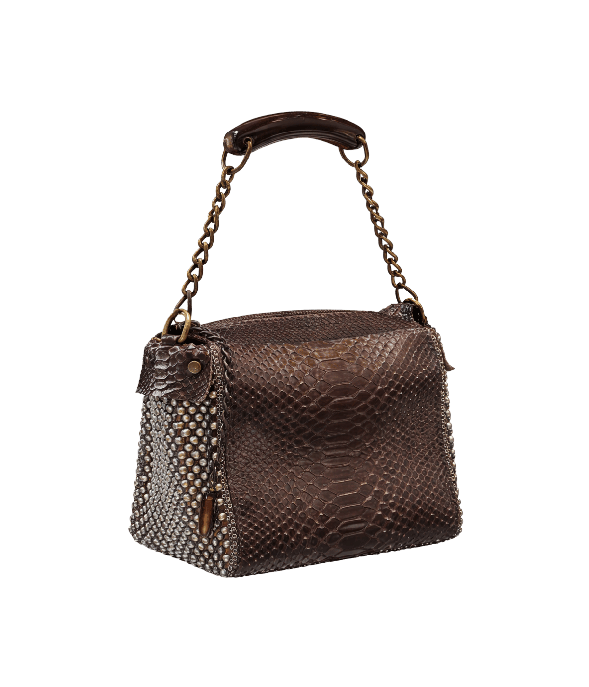 Bauletto Handbag in Brown Python