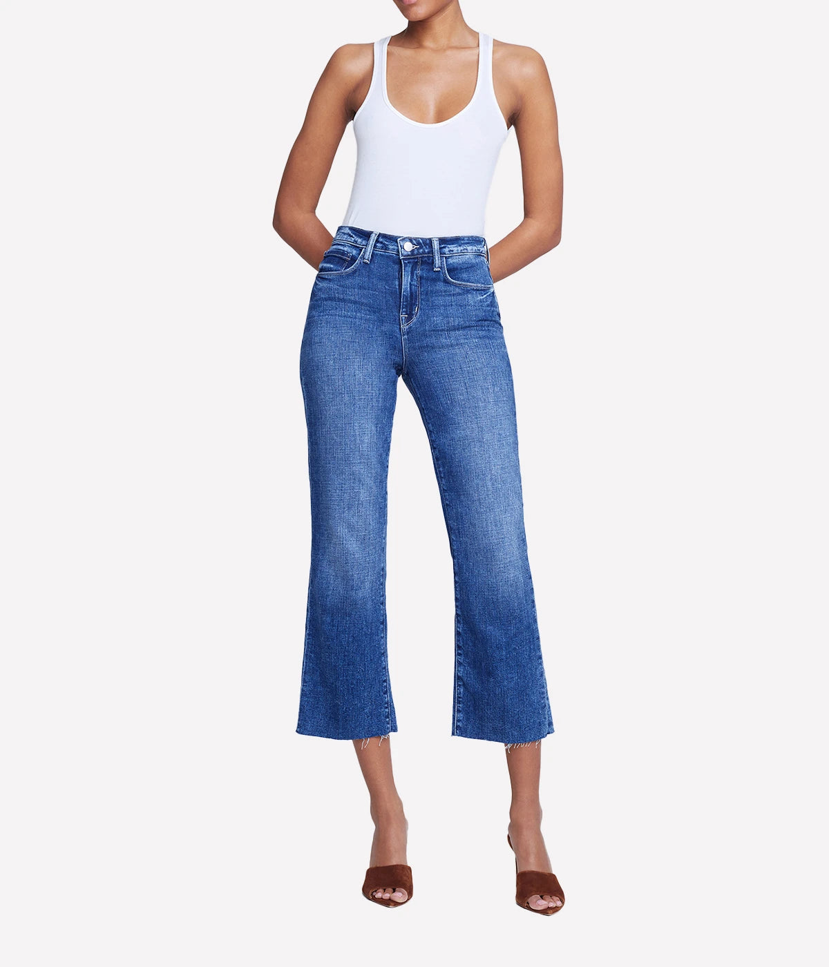 Wanda High Rise Cropped Wide Leg Jean in Wilcox