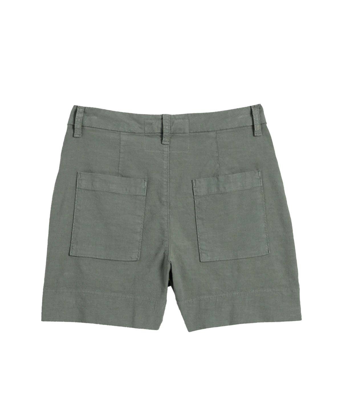 ALT Text: Wide-leg tailored shorts with a trouser waistband, front and back pockets, and a flattering mid-length fit, crafted from a lightweight cotton-linen blend.