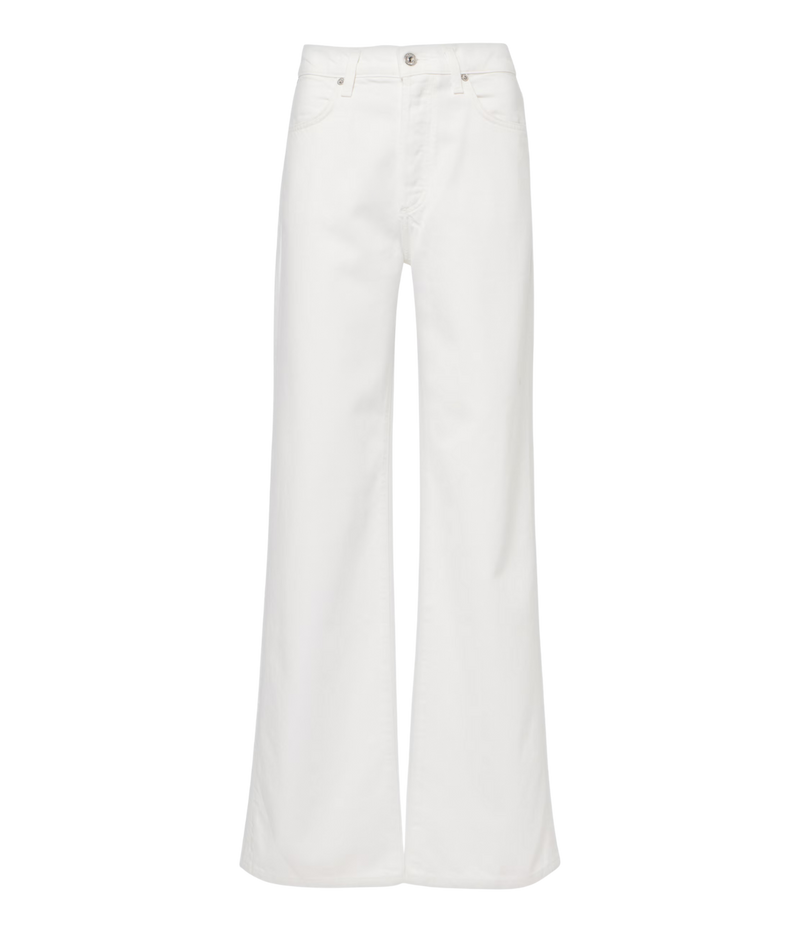 Citizens of Humanity Annina Jean in Soft White featuring a high-rise waist, relaxed wide-leg silhouette, and lightweight non-stretch denim in flat lay view.