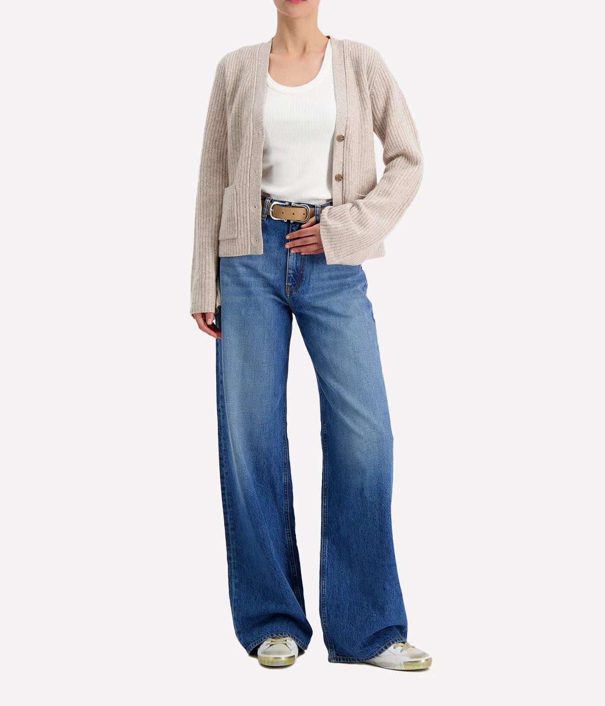 Cashmere Sleeve Cardigan in Sandwisp