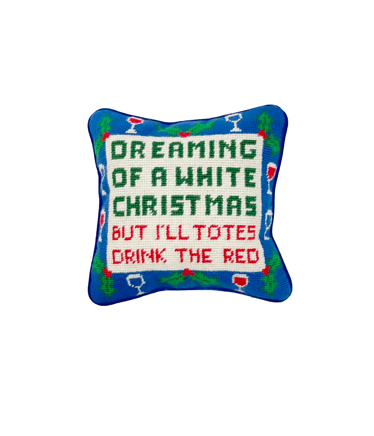 Wine Christmas Needlepoint Cushion